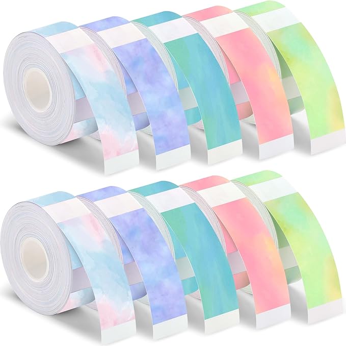 1600 Pcs Label Tapes 15 x 40 mm Laminated Stickers Replacement Compatible with D30 Portable Thermal Label Paper Printer Tapes for Office 160 Pcs/Roll (Watercolor)