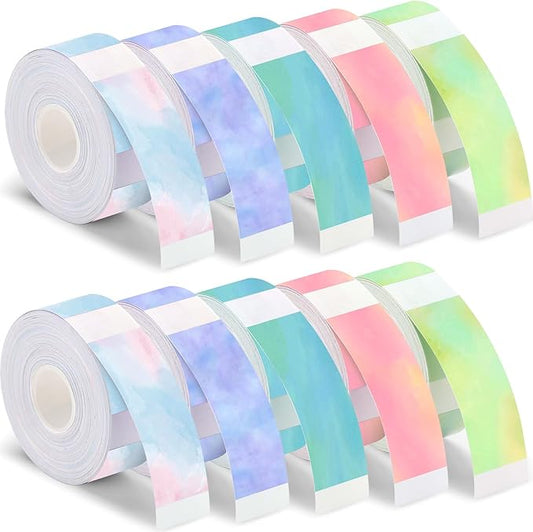 1600 Pcs Label Tapes 15 x 40 mm Laminated Stickers Replacement Compatible with D30 Portable Thermal Label Paper Printer Tapes for Office 160 Pcs/Roll (Watercolor)
