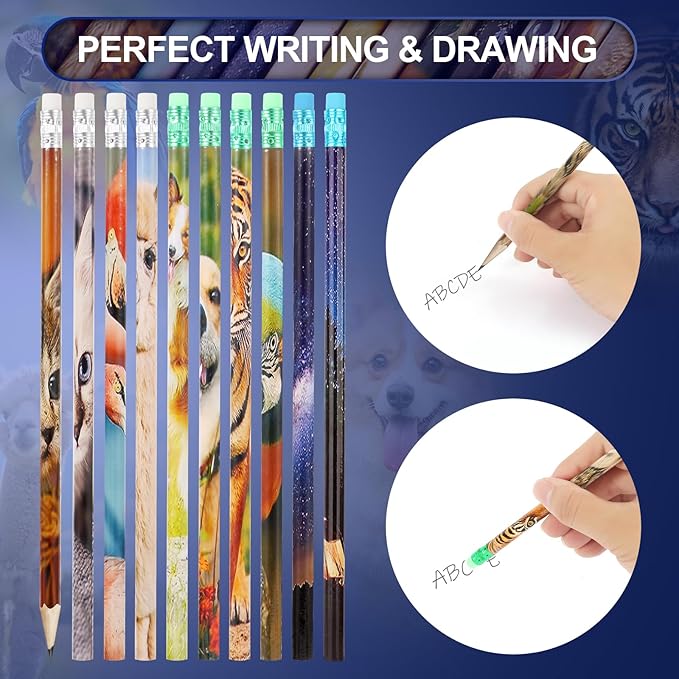 Kolewo4ever 200 Pieces Animal Pencils Galaxy Sky Pencils Alpaca Tiger Flamingo Natural Animal Pencils for Teachers Classrooms Reward Party Supplie School,Learning Activities (200)