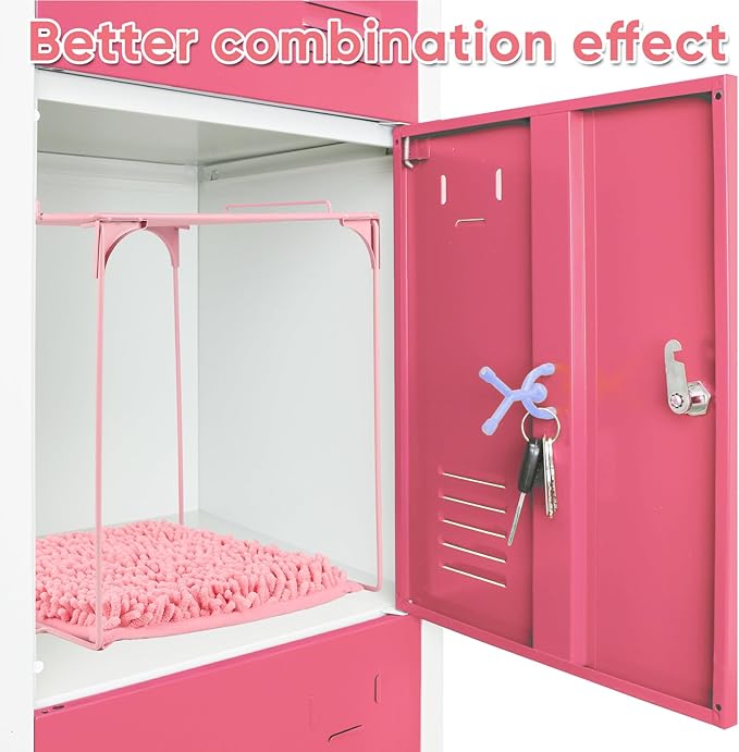 Locker Organizer Shelf and Locker Carpet Decorating Kit Suitable for School, Office Back to School Essentials (1, Light Pink)