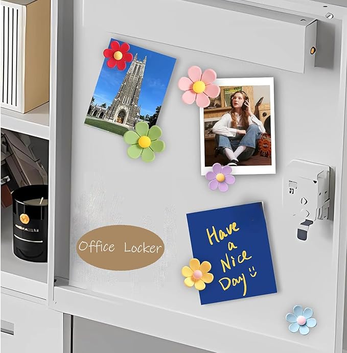 3D Flower Fridge Magnets Cute Flower Magnets for Fridge Whiteboard Office Locker Colorful Kitchen Decor Post Outdoor Publicity Posters 16PCS (8Large+8 Medium) 8 Colors