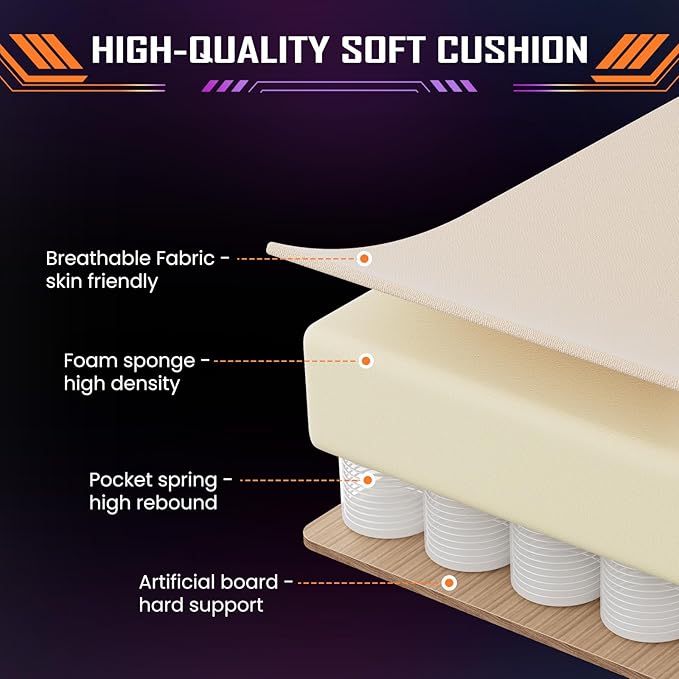 Sweetcrispy Computer Gaming Chair - High Back Ergonomic Desk Chair with Footrest and Lumbar Support, Height Adjustable Task Chair with Linkage Armrests and Headrest, 360° Swivel Wheels, Khaki