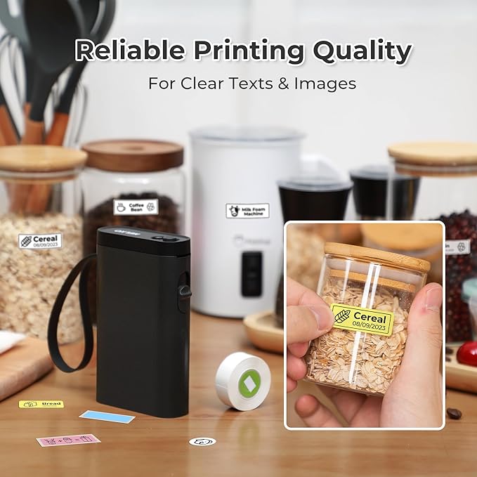 Nelko Label Maker Machine with Tape, P21 Bluetooth Label Printer, Wireless Mini Label Makers with Multiple Templates for School Office Home, Black