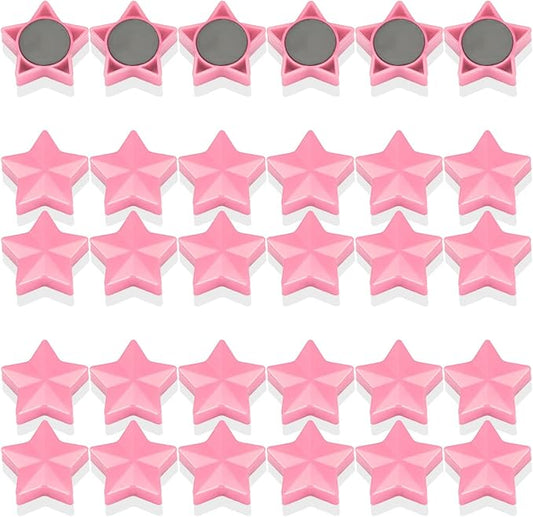 Fridge Magnets - 30 Pcs Refrigerator Magnets Strong Small Whiteboard Magnet, Heavy Duty Mini Magnets for Kitchen, Locker, Office, Classroom & Office Use - Decorative Cute Magnet (Star, Pink)