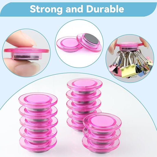 ZDZBLX Fridge Magnets 28 Pack, Strong Refrigerator Magnets Small Heavy Duty Mini Magnet, Cute Round Magnets for Whiteboard Fridge Locker Classroom Office Use, Decorative Pink Magnet for Home, School