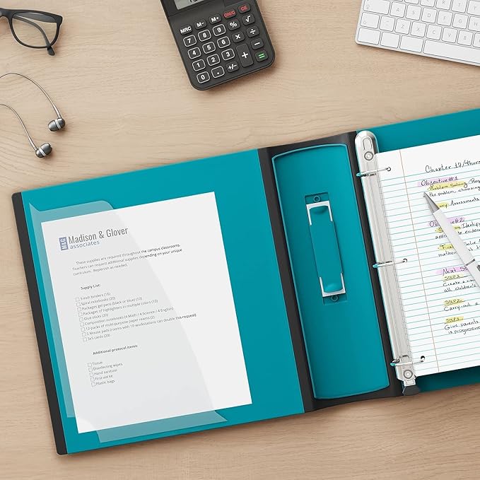 STAPLES 3 Inch BetterView Binder with D-Rings (Teal)