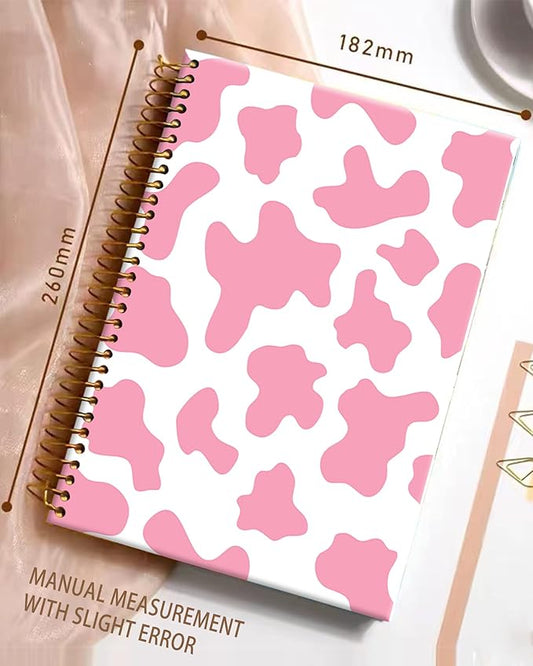 iampanda Spiral Journal Notebook,Cute Strong Twin-Wire Binding with Premium Paper for Girl Women,60 Sheets A5 College Ruled Notebook/Journal,Perfect for School Office Home Gifts,Pink Cow