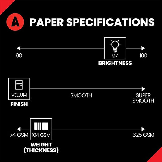Accent Opaque White Printer Paper, 8.5"x11" 28lb Bond/70lb Text Copy Paper – 500 Sheets (1 Ream) – Premium Computer Paper with Textured Vellum Finish – 97 Bright, 104gsm – 109512R