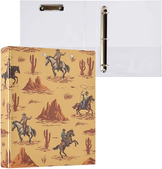 Cowboys Western Decorative 3 Ring Binder 1.5 Inch Large View Binders with Pockets Holds 200 A4 Sheets File Organizer for Office College School, 1 Pack