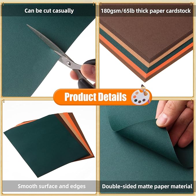 MixTeach 240 Sheets Assorted Sepia Cardstock Paper 8.5 x 11" Medium Thick Card Stock 180gsm/65lb Printable Kraft Paper for Fall Scrapbooking, Card Making, Invitations, DIY Art Craft Supplies