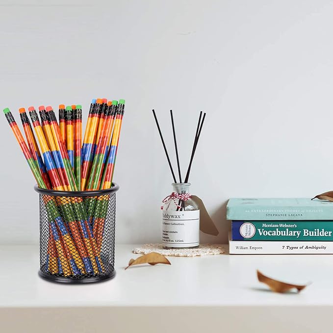 Kolewo4ever 100 Pieces Building Block Wood Pencils Colorful Round Pencils with Top Erasers Kids Birthday Goody Bag Bulk Filler for Exams, School, Office, Sketching Learning Activities