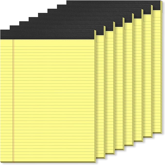 8 Pack Yellow Legal Pads 8.5 x 11 Yellow Notepads 30 Sheets/60 Pages Narrow Ruled, Double-Sided Recycled Paper Writing Pads 8.5 x 11 for Home, School, Office, Students, and Business