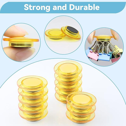 ZDZBLX Fridge Magnets 28 Pack, Strong Refrigerator Magnets Small Heavy Duty Mini Magnet, Cute Round Magnets for Whiteboard Fridge Locker Classroom Office Use, Decorative Yellow Magnet for Home, School
