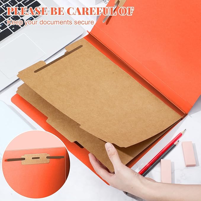 36 Pcs Classification Folders Letter Size, 2 Divider Pressboard File Folders with 3. 5 Inch Expansion, 2 Prongs Fastener, Heavy Duty Office File Organizers for Teachers, Medical (Orange)