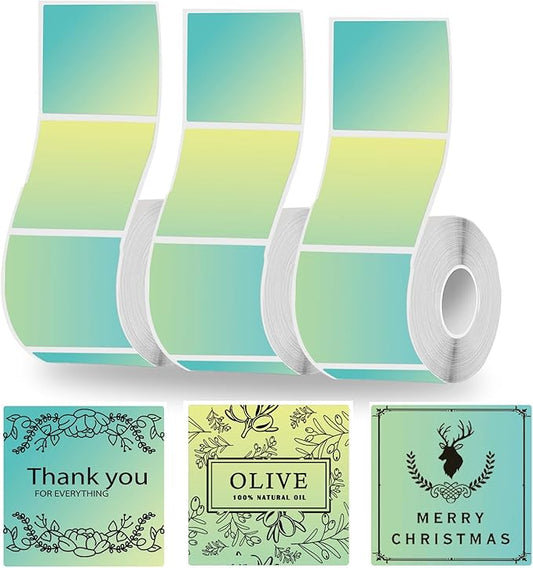 2 inch Square Thermal Labels for T50M/M110/M120/M220/M221 Label Maker, Thermal Printer Labels for Barcode, Shipping, Customized, Direct Thermal Stickers 420 PCS/3 Rolls, Green