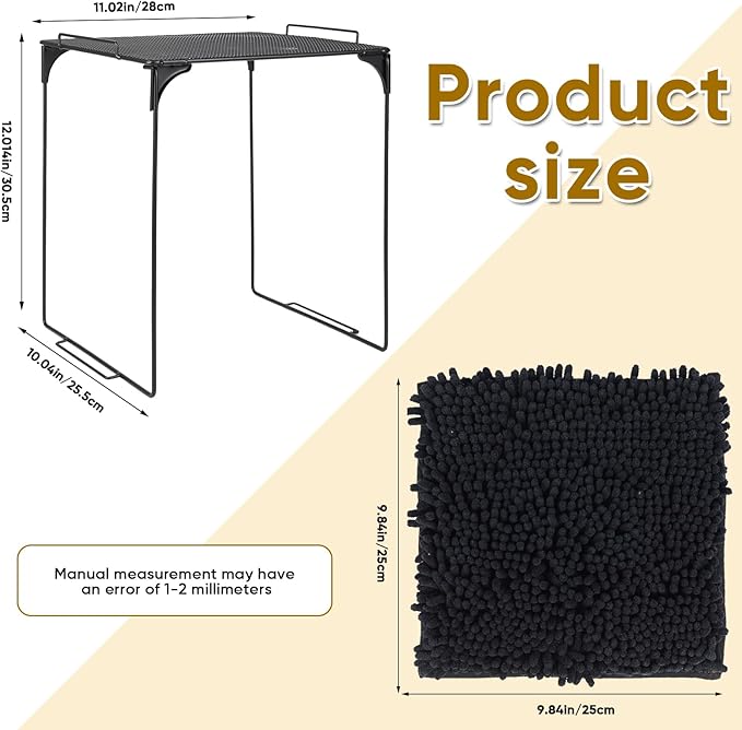 Locker Organizer Shelf and Locker Carpet Decorating Kit Suitable for School, Office Back to School Essentials (1, Black)