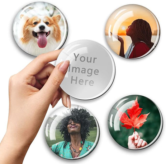6PCS 50MM Picture Magnets Photo Custom Fridge Magnet Personalized Refrigerator Magnets for Whiteboard Decorative Funny Magnets for Kitchen Office Round Refrigerator Magnets