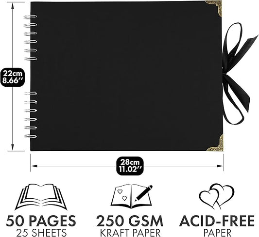 Bstorify Large Scrapbook Photo Albums 50 Pages (11 x 8.5 inch) Black Thick Kraft Paper, Memory Book - Ideal for Your Scrapbooking, Art & Craft Projects