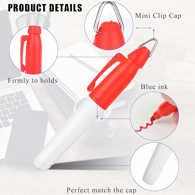 50 Pcs Mini Permanent Markers with Cap Clips Golf Ball Marker Pen Dry Erase Markers with Triangle Hook Golf Keychain Clips for Badge Colorful Ink Pens for Office School Outdoor Activities,Fine Point