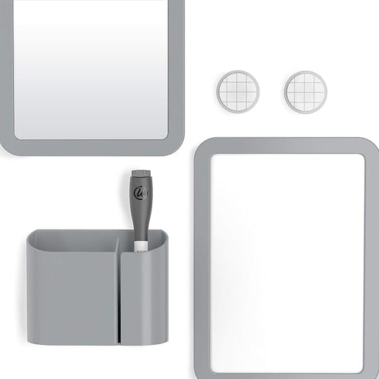 U Brands Locker Accessories Kit, Back to School Essentials, Grey, 6-Piece, Includes Whiteboard, Mirror and Organizing Supplies