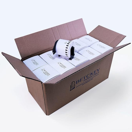 BETCKEY - Compatible Continuous Label Replacement for Brother DK-2205 (2-3/7" x 100'), Use with Brother QL Label Printers [20 Rolls]