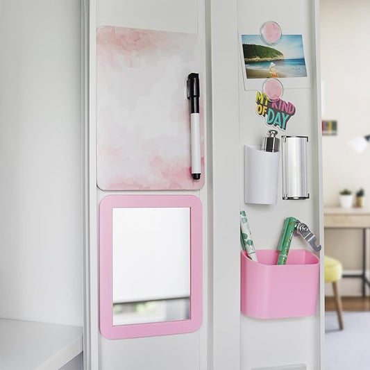 Pink Locker Decor - 7 Piece Aesthetic Magnetic Set, Perfect for Girls' Middle School Lockers