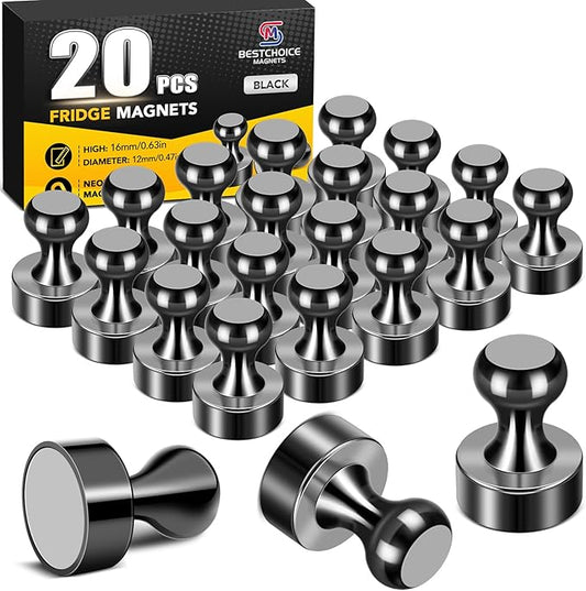 20 Pack Refrigerator Magnets Black Strong Whiteboard Magnets Small Magnets for Kitchen School Office