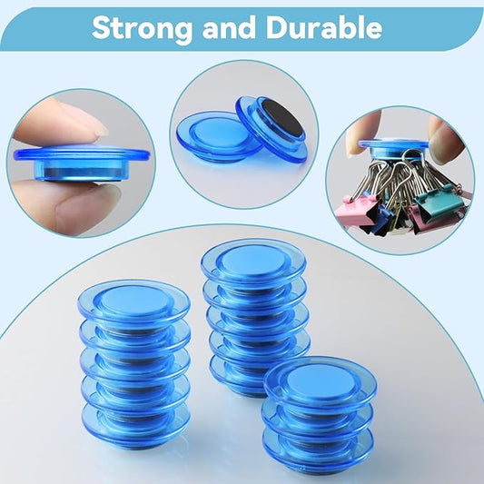 ZDZBLX Fridge Magnets 28 Pack, Strong Refrigerator Magnets Small Heavy Duty Mini Magnet, Cute Round Magnets for Whiteboard Fridge Locker Classroom Office Use, Decorative Blue Magnet for Home, School