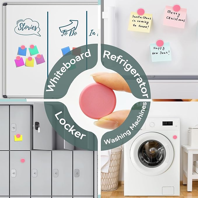 Fridge Magnets, 30 PCS Magnet Refrigerator Magnets Small Magnets for Whiteboard, Round Strong Magnets Heavy Duty Magnets Cute Mini Whiteboard Magnets for Fridge Locker Classroom Office (Pink)