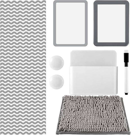 Timgle 8 Pcs Magnetic Locker Set Including Magnetic Wallpaper Mirror Locker Organizer Carpet Whiteboard Dry Erase Marker Accessories for Office School Supplies(Gray,Wavy Style)