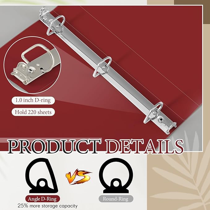 4 Pcs 11 x 17 Inch 3 Ring Binders 1 Inch Rings Heavy Duty View Plastic Flexible D Ring Binders Economy Holds 11" x 17" Paper for Artwork Blueprints, Office, Home, Work Places(Red)