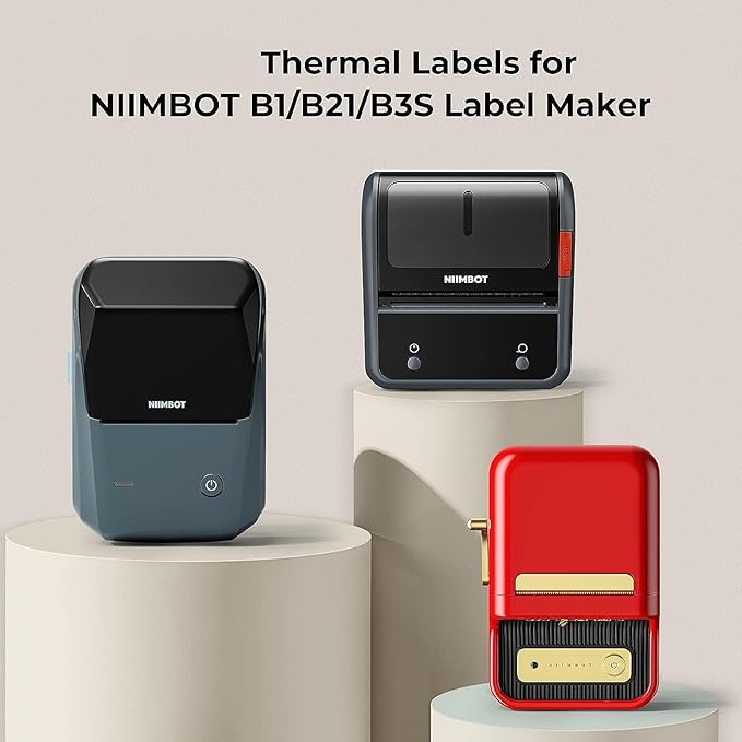 B1 B21 B3S Label Maker Tape, 3 Rolls Adapted Label Print Paper Mini Labels Sticker 1.57"x 1.18" (40x30mm) Standard Laminated Office Container Labeling Tape Replacement for B1 Label Maker (White)