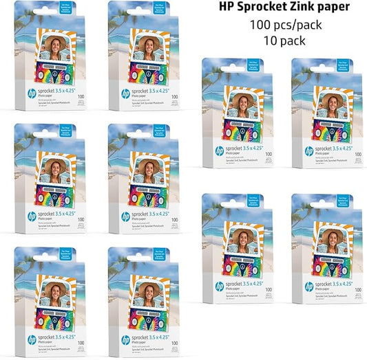 HP Sprocket 3.5 x 4.25” Zink Sticky-Backed Photo Paper (1000 Pack) Compatible with HP Sprocket 3x4 Photobooth and Photo Printer