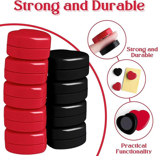 ZDZBLX Fridge Magnets - 20PCS Heart Strong Refrigerator Magnets - Heavy Duty Small Magnets for Whiteboard, Locker, Office & School - Cute Decorative Magnet for Home, Kitchen, Crafts, Map (Red+Black)