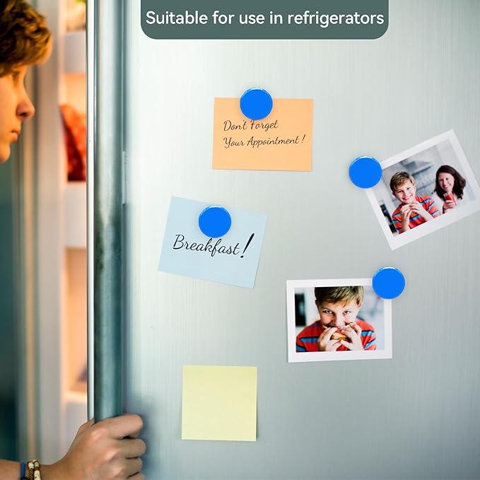 Fridge Magnets, 30 PCS Magnet Refrigerator Magnets Small Magnets for Whiteboard, Round Strong Magnets Heavy Duty Magnets Cute Mini Whiteboard Magnets for Fridge Locker Classroom Office (Blue)