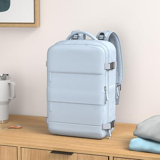 Travel Backpack For Women Men Airline Approved Carry On Backpack Flight Approved Waterproof Sports Luggage Backpack Casual Daypack Small Hiking Backpack Grey Blue