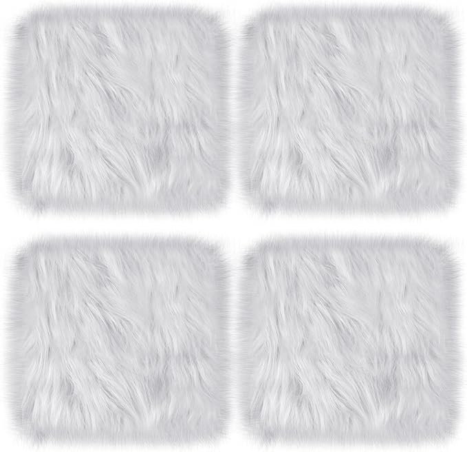 School Locker Rugs Square Light Pink Furry and Cute Locker Decoractions with Anti-Slip Backing for Girls in Middle School Back to School Stuff Gift (4, Grey)