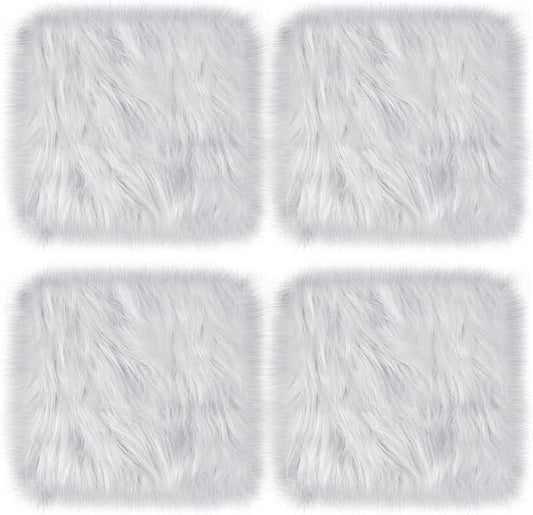 School Locker Rugs Square Light Pink Furry and Cute Locker Decoractions with Anti-Slip Backing for Girls in Middle School Back to School Stuff Gift (4, Grey)