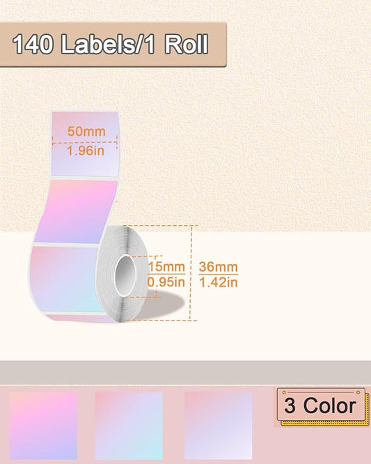 2 inch Square Thermal Labels for T50M/M106/M110/M220/M260 Label Maker, Thermal Printer Labels for Barcode, Shipping, Customized, Direct Thermal Stickers 140 PCS/1 Roll, Purple