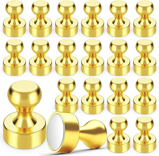 20Pcs Gold Refrigerator Magnets, Strong Magnets for Whiteboard, Magnets Fridge, Fridge Magnet Adults, Small Strong Magnet for Kitchen, Office, Classroom, Locker