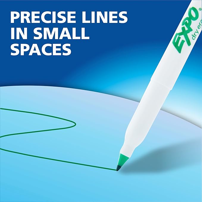 EXPO Low Odor Dry Erase Markers Ultra-Fine Tip Assorted Colors 8 Count