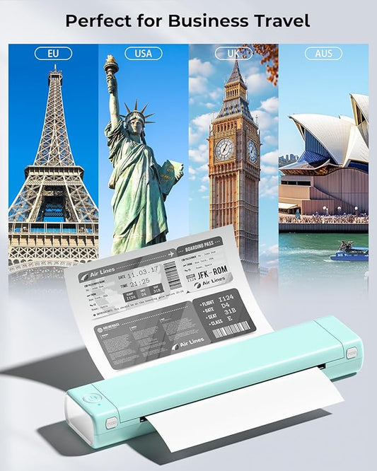 Phomemo Inkless Portable Printer for Travel - [Upgrade] Wireless Thermal Printer Compatible with Phone & Laptop, Bluetooth Printers Supports 8.5" X 11" Letter Thermal Paper, Come with Carry Case