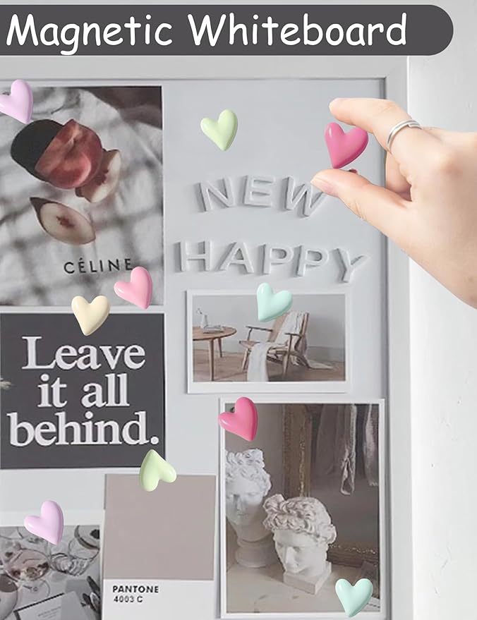 24PCS Colorful Fridge Magnets Cute Love Heart Refrigerator Magnets, Decorative Magnets for Whiteboard Cabinet Locker, Lovely Fun Magnets for Classroom Home Kitchen Office