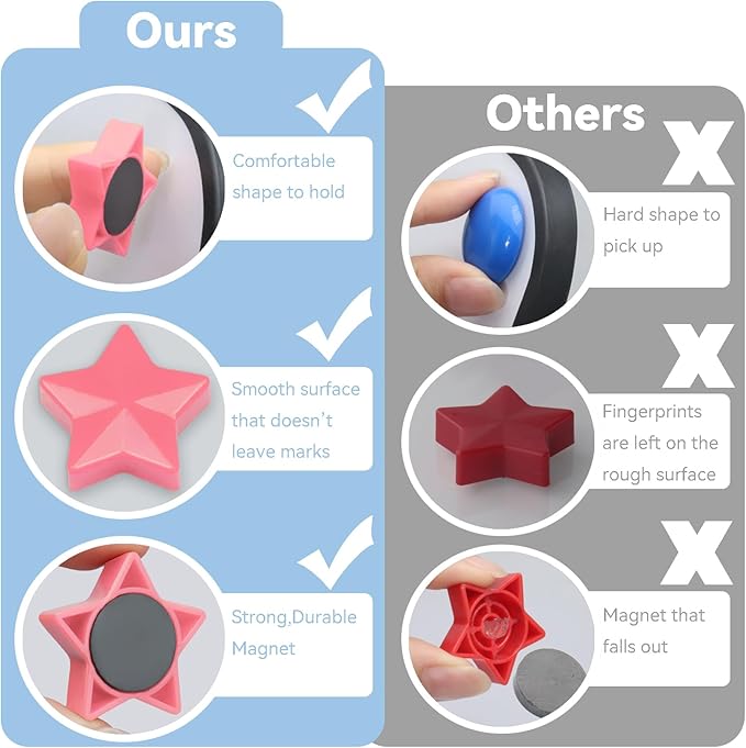 ZDZBLX 30 Pack Pink Fridge Magnets, Strong Refrigerator Magnets, Small Heavy Duty Magnets for Whiteboard, Cute Decorative Star Mini Magnet for Fridge, Office, Kitchen, Classroom, Home, Locker, Craft