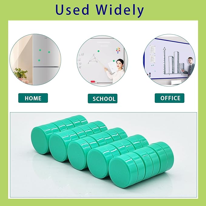 Fridge Magnets, 30 Pcs Strong Refrigerator Magnets, Heavy Duty Round Small Magnets for Whiteboard Fridge Locker Craft,Decorative Cute Mini Magnet for School Classroom Office Kitchen Home, Green