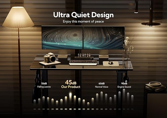 Claiks Electric Glass Standing Desk, 35x20 Inch Adjustable Height Stand Up Desks Quick Install for Computer, Black