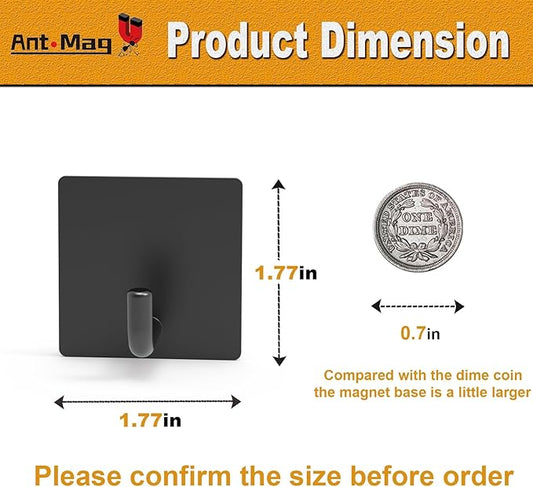 Ant Mag Magnetic Key Hooks 4 Pack Wall Mounted for Hanging Key Towel Bag Hat Scarf Wreath on Metal Surface for Home Kitchen Bathroom Fridge Cabinet Entryway