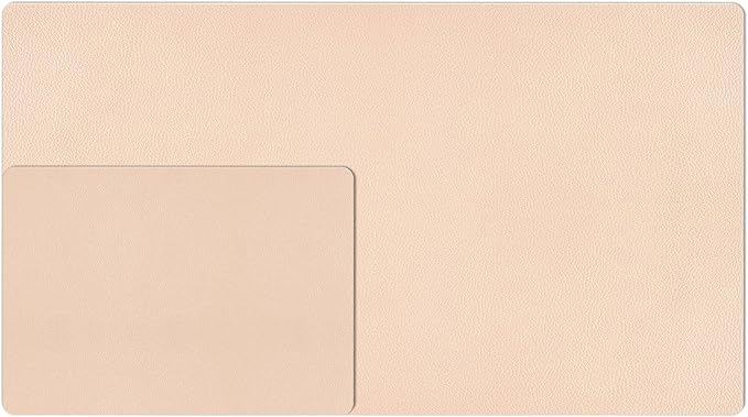 Nekmit Leather Desk Blotter Pad 36 x 20 Inches, Flat, Non-Slip, Waterproof, Apricot, Ideal for Office and Home and More
