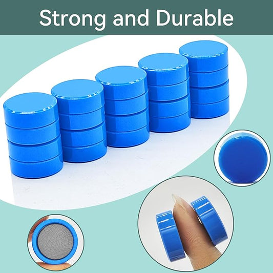 Fridge Magnets, 30 Pack Strong Small Refrigerator Magnets, Heavy Duty Cute Mini Whiteboard Round Magnets for Fridge, Locker, Office, Classroom, Kitchen, Blue