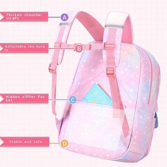 Girls Backpack, Kids Backpack for Girls with Compartments Elementary School Bag,School Backpack for Girls (Pink)